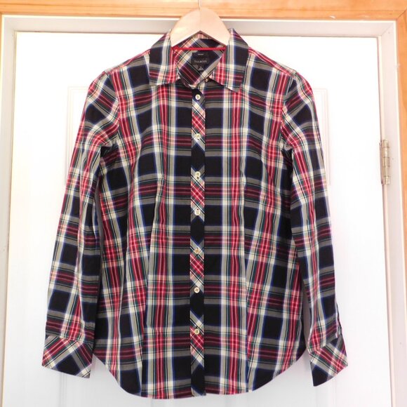 Talbots Tops - NEW Talbots Non-Iron Button Down Shirt Women's Size 4 Black Red Plaid Gold